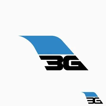 Initial 3G font airplane fin on top monogram typography aviation travel Stock Illustration
