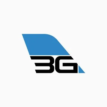Initial 3G font airplane fin on top monogram typography aviation travel Stock Illustration