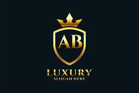 Initial AB elegant luxury monogram logo or badge template with scrolls and .. Stock Illustration