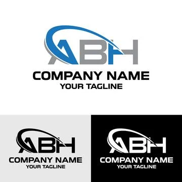 Initial ABH letter modern typography logo design template Stock Illustration