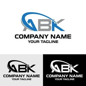 Initial ABK letter modern typography logo design template Stock Illustration