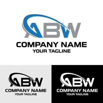Initial ABW letter modern typography logo design template Stock Illustration