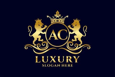 Initial AC Letter Lion Royal Luxury Logo template in vector art for luxurio.. Stock Illustration