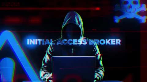 Initial Access Broker Word on Hacker concept technology futuristic data Stock Footage 342457620