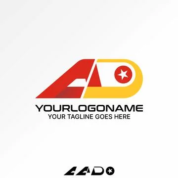 Initial AD font fast sport league aeroplane monogram typography aircraft Stock Illustration