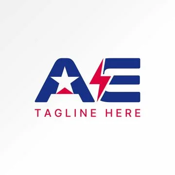 Initial AE font with star space electric thunder Relate to monogram typography Stock Illustration