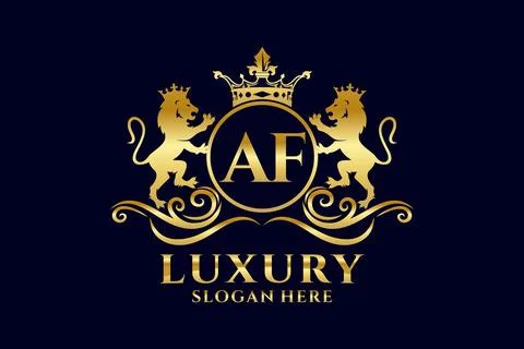 Initial AF Letter Lion Royal Luxury Logo template in vector art for luxurio.. Stock Illustration
