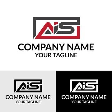 Initial AIS letter modern typography in a square box shaped logo Stock Illustration
