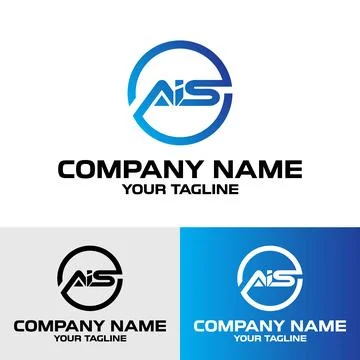 Initial AIS letter modern typography rounded circle logo design template Stock Illustration