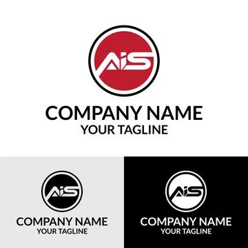 Initial AIS letter modern typography rounded circle shaped logo design Stock Illustration