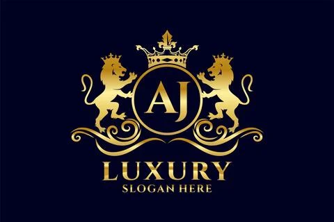 Initial AJ Letter Lion Royal Luxury Logo template in vector art for luxurio.. Stock Illustration