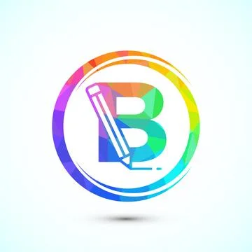 Initial alphabet B with a pencil icon. Logo for education, student or corpo.. Stock Illustration