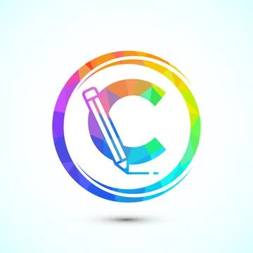 Initial alphabet C with a pencil icon. Logo for education, student or corpo.. Stock Illustration