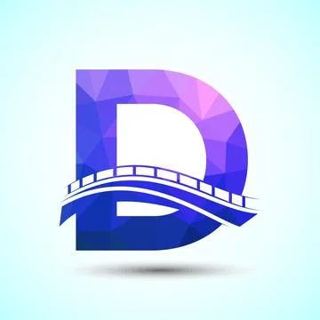 Initial alphabet D with bridge sign. Abstract bridge logo design template. .. Ilustración de archivo