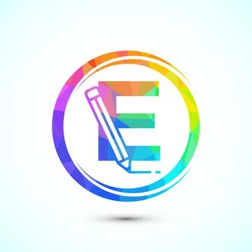 Initial alphabet E with a pencil icon. Logo for education, student or corpo.. Stock Illustration