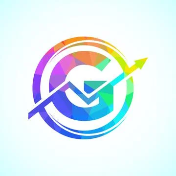 Initial alphabet G logo design incorporated with the arrow. Financial or su.. Illustrazione stock