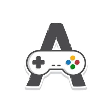 Initial alphabet game console joystick controller icon logo sign Stock Illustration