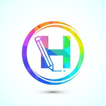 Initial alphabet H with a pencil icon. Logo for education, student or corpo.. Stock Illustration