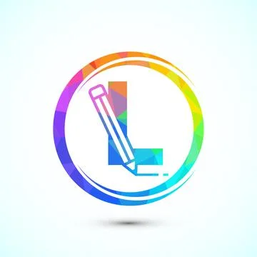 Initial alphabet L with a pencil icon. Logo for education, student or corpo.. Stock Illustration