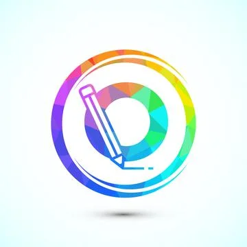 Initial alphabet O with a pencil icon. Logo for education, student or corpo.. Stock Illustration
