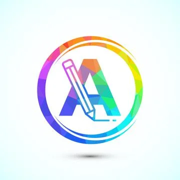 Initial alphabet A with a pencil icon. Logo for education, student or corpo.. Stock Illustration