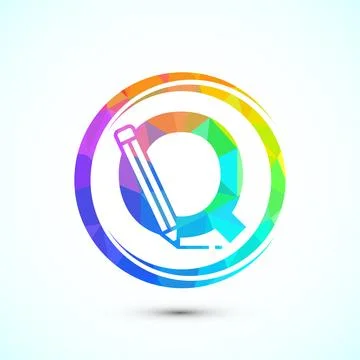 Initial alphabet Q with a pencil icon. Logo for education, student or corpo.. Stock Illustration