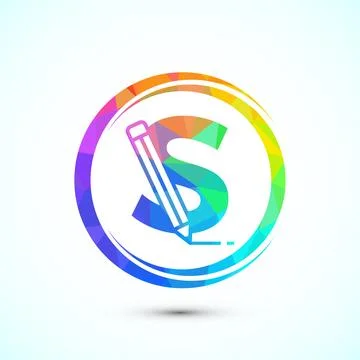 Initial alphabet S with a pencil icon. Logo for education, student or corpo.. Stock Illustration