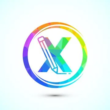Initial alphabet X with a pencil icon. Logo for education, student or corpo.. Stock Illustration