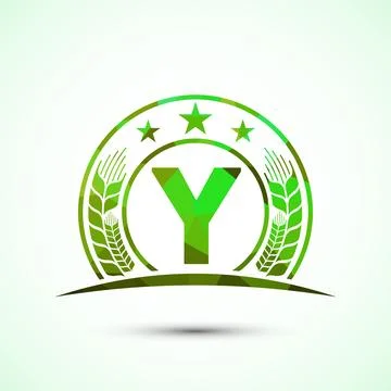 Initial alphabet Y incorporated with Wheat, barley, or rye. Logo for agricu.. Stock Illustration