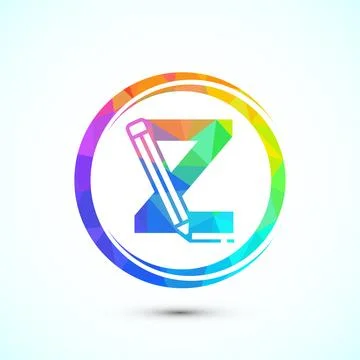Initial alphabet Z with a pencil icon. Logo for education, student or corpo.. Stock Illustration