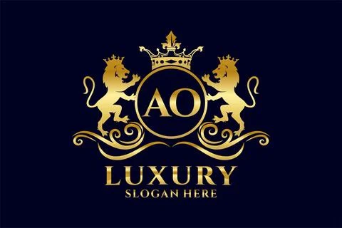 Initial AO Letter Lion Royal Luxury Logo template in vector art for luxurio.. Stock Illustration