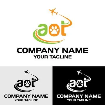 Initial AOT letter animal transportation logo design Stock Illustration