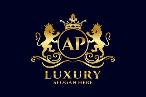Initial AP Letter Lion Royal Luxury Logo template in vector art for luxurio.. Stock Illustration