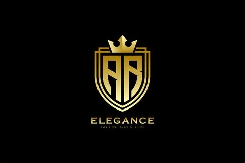 Initial AR elegant luxury monogram logo or badge template with scrolls and .. Stock Illustration