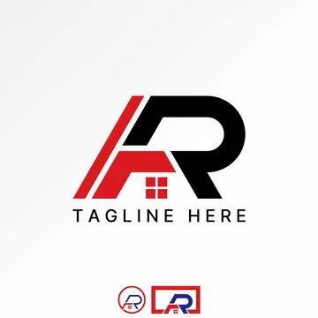 Initial AR font cutting like roof house window to monogram typography property Stock Illustration