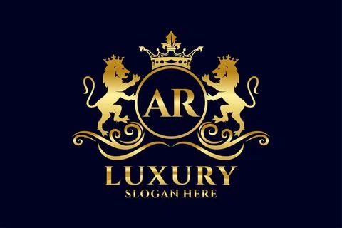 Initial AR Letter Lion Royal Luxury Logo template in vector art for luxurio.. Stock Illustration