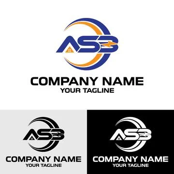 Initial ASB letter electric modern typography swoosh logo design template Stock Illustration