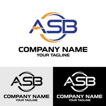Initial ASB letter electric modern typography swoosh logo design template Stock Illustration
