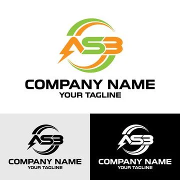 Initial ASB letter electric modern typography swoosh logo design template Stock Illustration