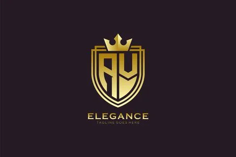 Initial AV elegant luxury monogram logo or badge template with scrolls and .. Stockillustratie