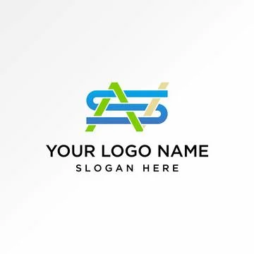 Initial AVS on NS or SN font cut pattern webbing monogram typography technology Stock Illustration