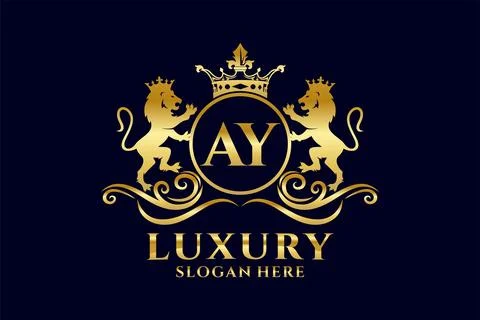 Initial AY Letter Lion Royal Luxury Logo template in vector art for luxurio.. Stock Illustration