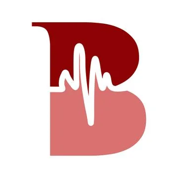Initial B Heart Pulse Icon 스톡 일러스트
