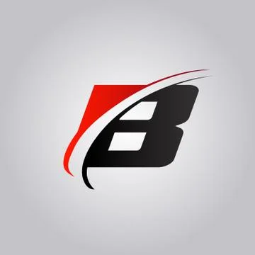 Initial B Letter logo with swoosh colored red and black Illustrazione stock