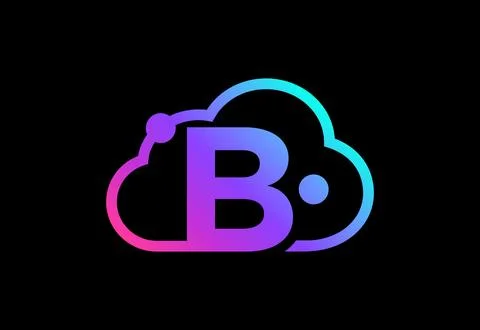 Initial B monogram letter with the cloud. Cloud computing service logo. Clo.. Illustrazione stock