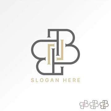 Initial B or BB font line art motif pattern flip connect typography monogram イラスト素材
