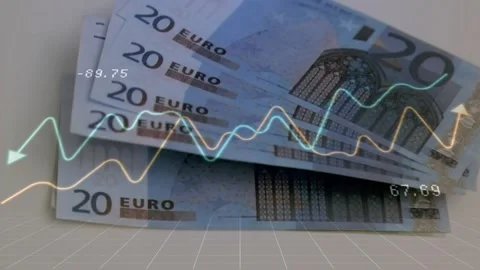 Initial banknote stack shifting while color graphs animating and updating to 動画素材 318194357
