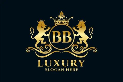 Initial BB Letter Lion Royal Luxury Logo template in vector art for luxurio.. Stock Illustration