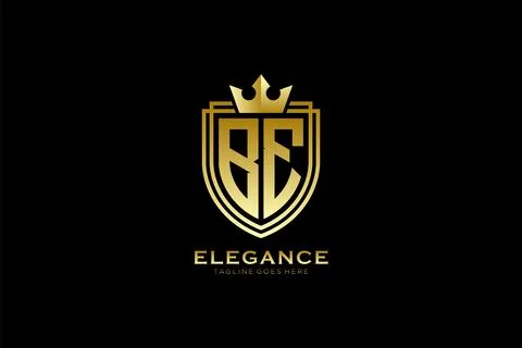 Initial BE elegant luxury monogram logo or badge template with scrolls and .. Stock Illustration