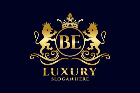 Initial BE Letter Lion Royal Luxury Logo template in vector art for luxurio.. Stock Illustration
